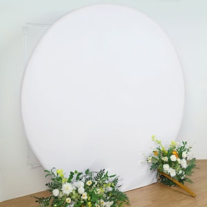 7.5ft White 2-Sided Spandex Fit Round Wedding Arch Backdrop Cover Photo Booth, Photography Backdrop, Photoshoot, Babyshower Decor