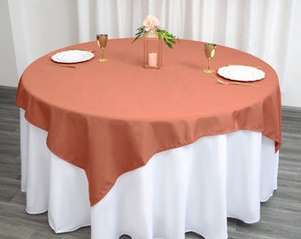 70" Square Polyester Tablecloth, Terracotta Wedding Tablecloth