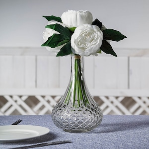 10&quot; White Silk Peony Bouquet Artificial Flowers, Wedding Flowers, Vase Flowers Faux Peonies Centerpiece Floral Arrangement Office Home Decor