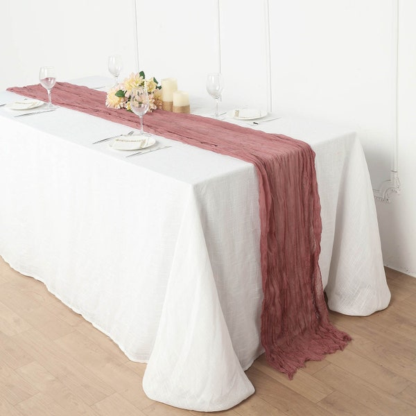 10FT Gauze Table Runner Cheesecloth Fabric For Wedding Arch, Arbor Decor - Mauve/Cinnamon Rose