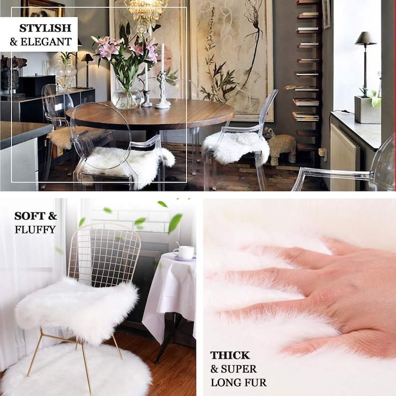 White Faux Fur Chair Cushion 3 Padded Chair Cushion Etsy