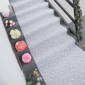 36" x 50ft White Wedding Aisle Runner, Floral Lace Runners, Wedding Runners, Aisle Decors, Floor Runner For Wedding, Ceremony Decor