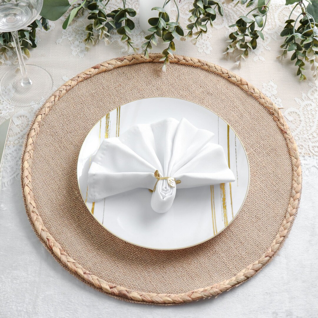 4 Pack 15 Natural Rustic Burlap Jute Round Placemats, Handmade Round ...
