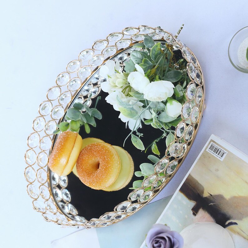 12 X 8 Gold Metal Decorative Serving Tray Oval Etsy