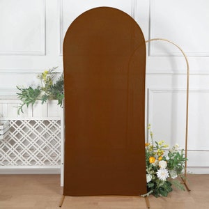 6ft | Matte Cinnamon Brown Spandex Fitted Wedding Arch Covers For Round Top Chiara Backdrop Stands, Photography Backdrop, Wedding Decor