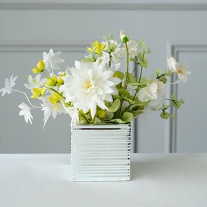 2 Pack | 5" Silver Brush Textured Ceramic Square Flower Plant Box, Cube ...