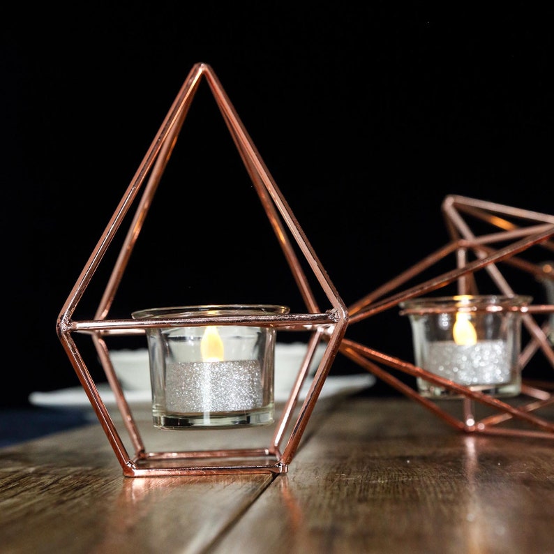 16 Geometric Candle Holder Set With Votive Glass | Etsy