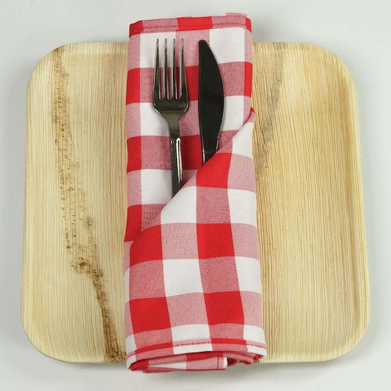Buffalo Plaid Napkins | 5 Pack | 15"x15" | Red/White | Checkered Gingham Polyester Napkin, Linen Napkins