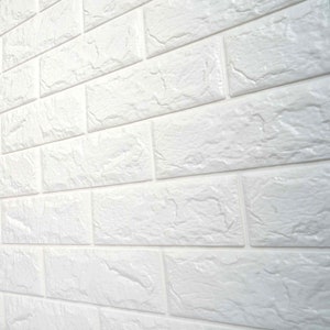 10 Pack | 58 Sq.Ft White 3D Brick Wallpaper, Self Adhesive Home Decor Waterproof Brick Wall Decals, Peel and Stick 3D Foam Brick Wall Tiles