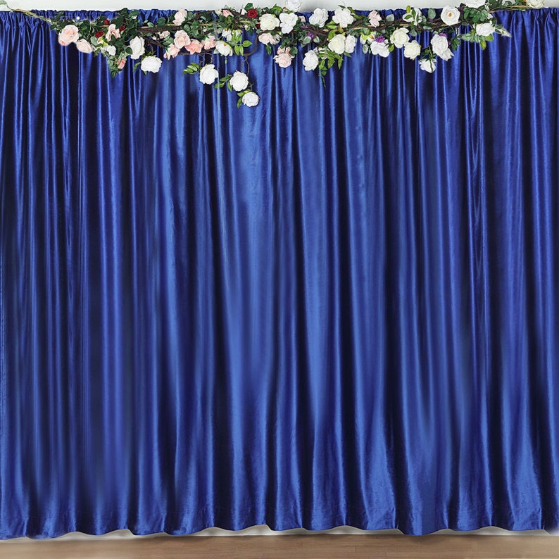 8Ft x 8Ft Royal Blue Velvet Backdrop Drapes Curtains with Rod Etsy