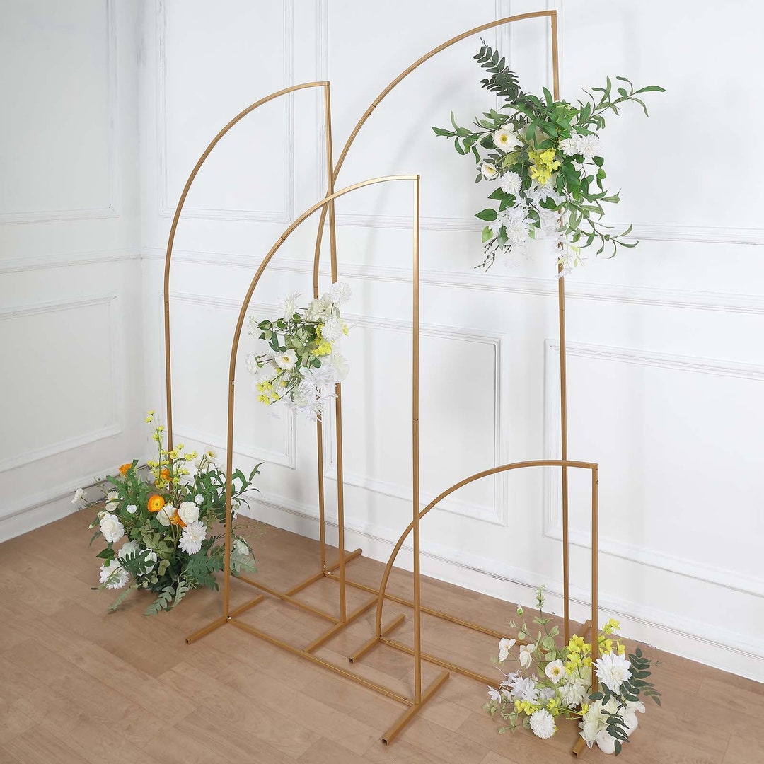 Putros Metal Arch Stand White Wedding Chiara Backdrop Stand Set Of 3 (7.2FT,6.6FT,6FT) Square Arched Frame For Birthday Party Decoration