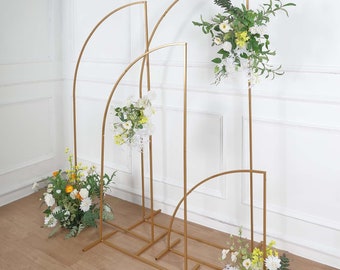 Set of 4 | Gold Metal Wedding Arch Chiara Backdrop Stand, Half Moon Floral Frame Arbor Display For Wedding Event - 2.5ft, 5ft, 6ft, 6.5ft