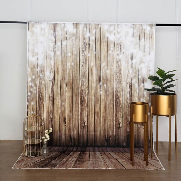 7ftx5ft | Wood Vinyl Party Backdrop, Wooden Backdrop Floor Board, Photo Backdrop, Wood Background Party Banner, Photo Prop - Light Brown