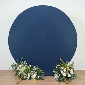 7.5ft Matte Navy Blue Round Spandex Fit Wedding Round Backdrop Stand Cover, Wedding Arch Covers, Photography Backdrop, Party Backdrops