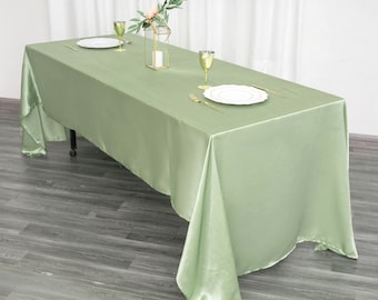 60"x126" Rectangular Satin Tablecloth, Sage Green Wedding Tablecloth