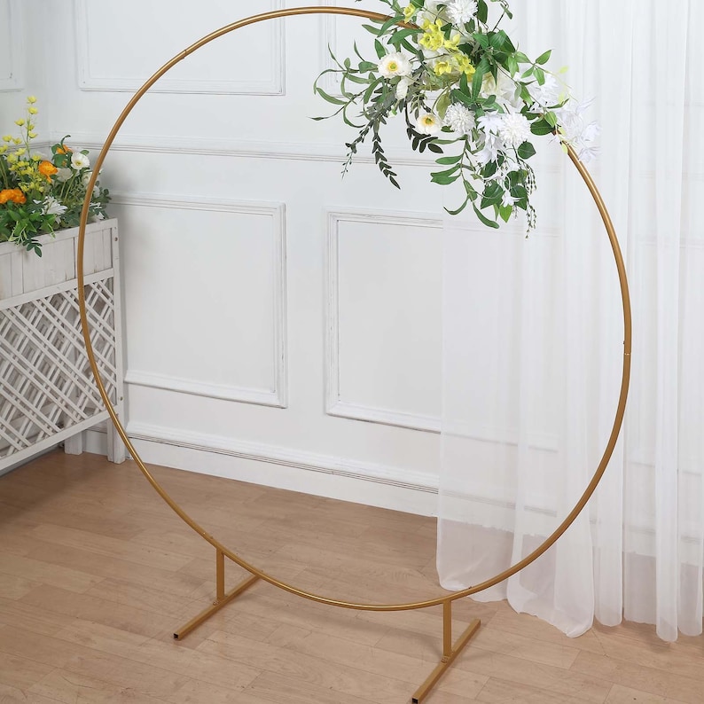 5ft Gold Metal Wedding Arch Balloon Garland Hoop Round Etsy