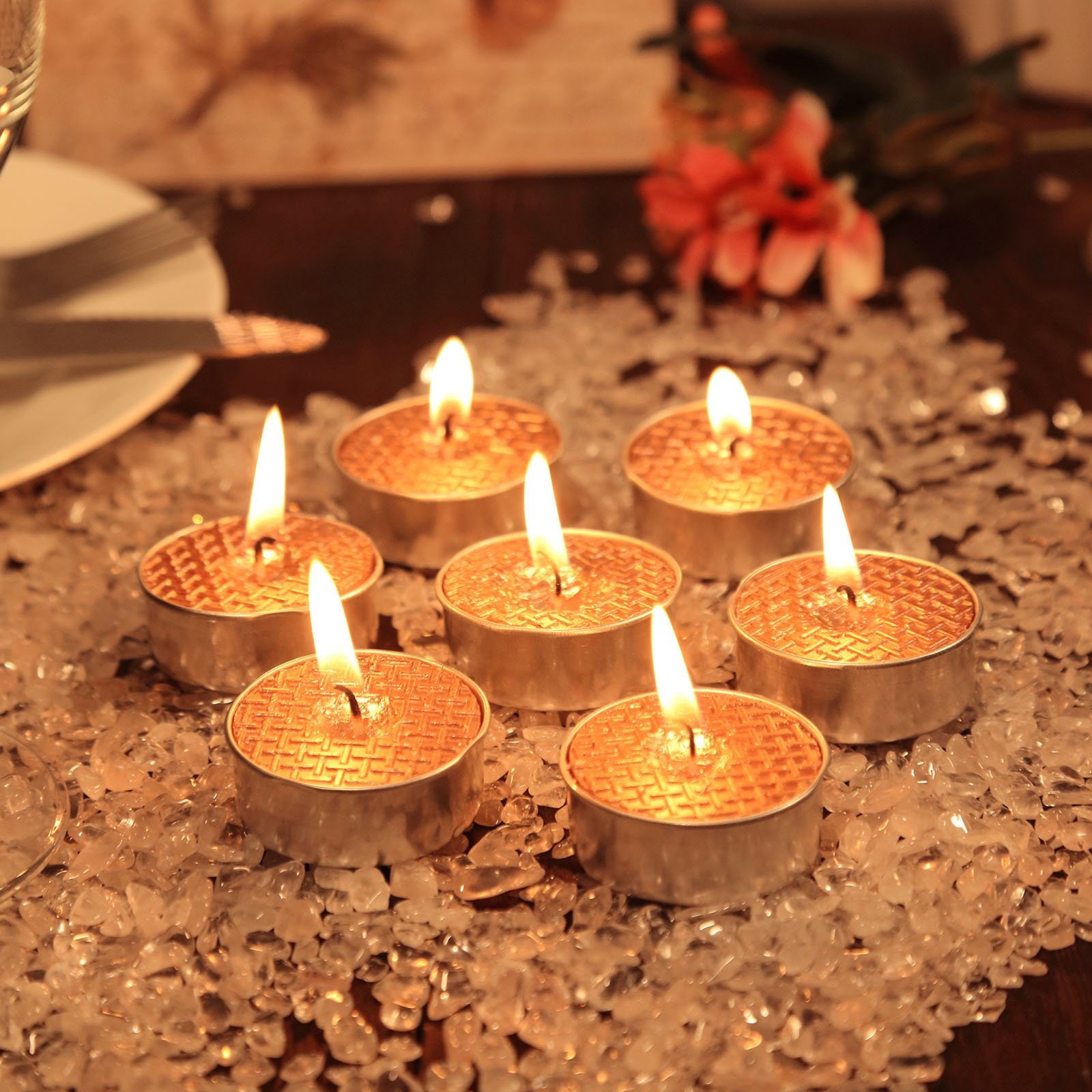 1.5 Metallic Rose Gold Tea Light Candles Unscented Candles Tea