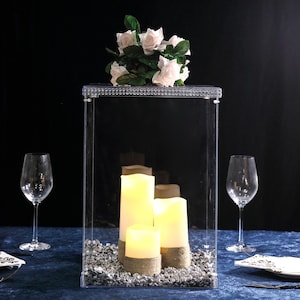 16&quot; Clear Acrylic Pedestal Riser, Acrylic Display Box, Floral and Centerpiece Riser, Wedding Plinth, Showcase Box, Acrylic Column Cake Stand