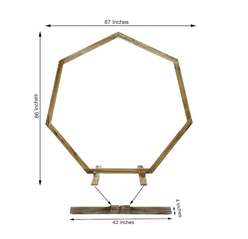 7FT Wooden Wedding Arch Heptagonal Garden Arbor, Rustic Backdrop Stand For Photo Booth, Boho Wedding Arch - Natural