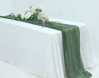 10FT Gauze Cheesecloth Table Runner,  Boho Wedding Arbor, Rustic Wedding Arch Cheesecloth, Draping Gauze  - Moss Green