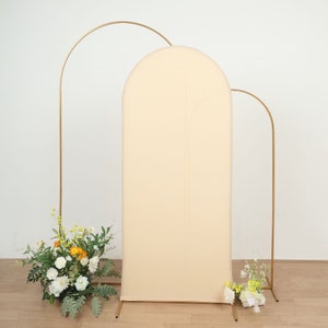6ft | Matte Beige Spandex Fitted Wedding Arch Covers For Round Top Chiara Backdrop Stands, Photography Backdrop, Wedding Decor Stand Covers