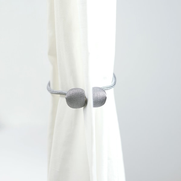Set of 2 | Magnetic Curtain Tiebacks, Drape Tie Backs Decorative Holdbacks for Window Panels - Silver