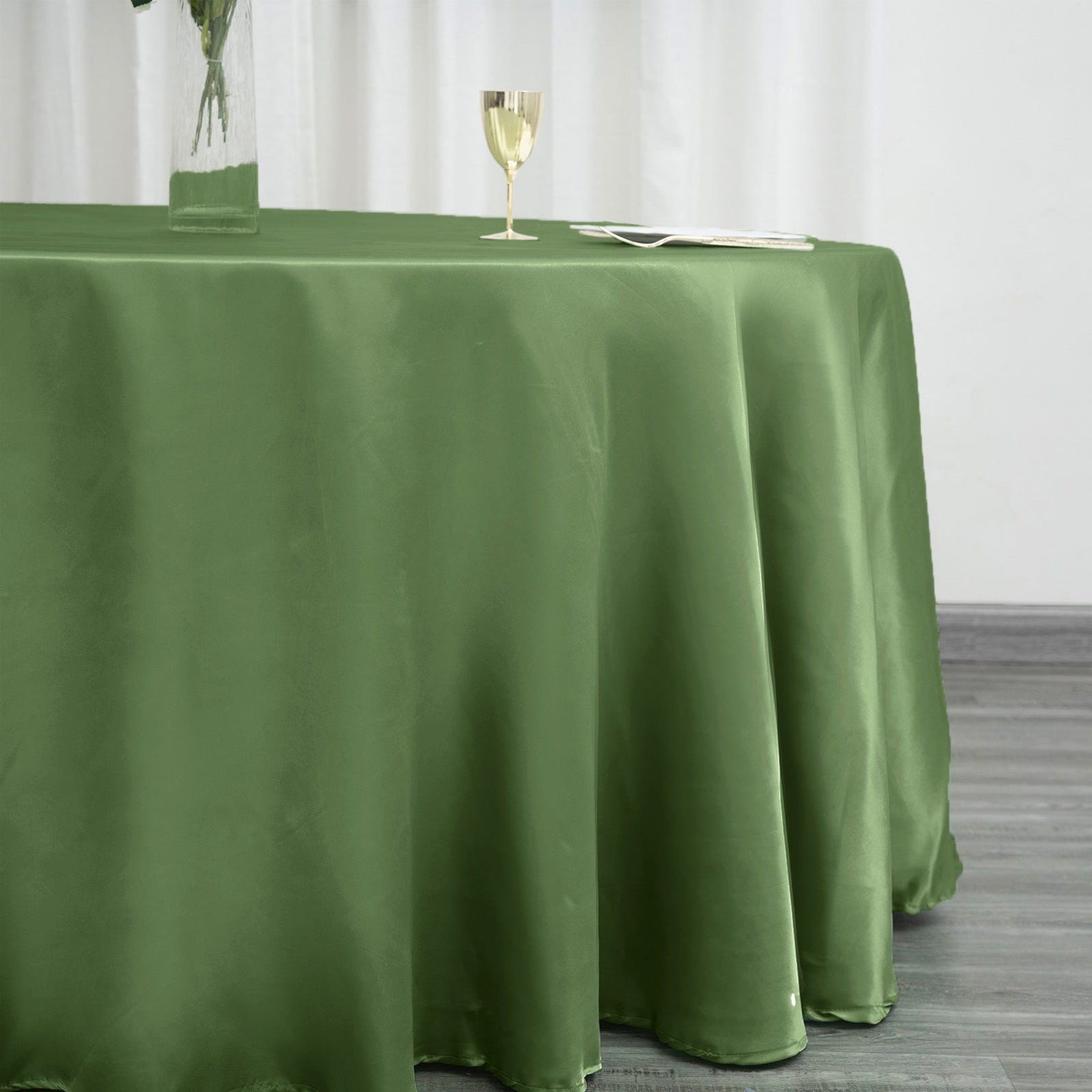 120 Olive Green Satin Round Tablecloth Etsy