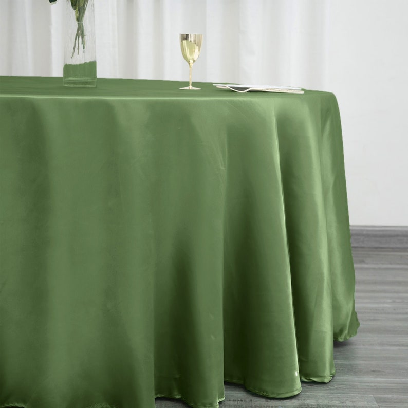 120 Olive Green Satin Round Tablecloth Etsy
