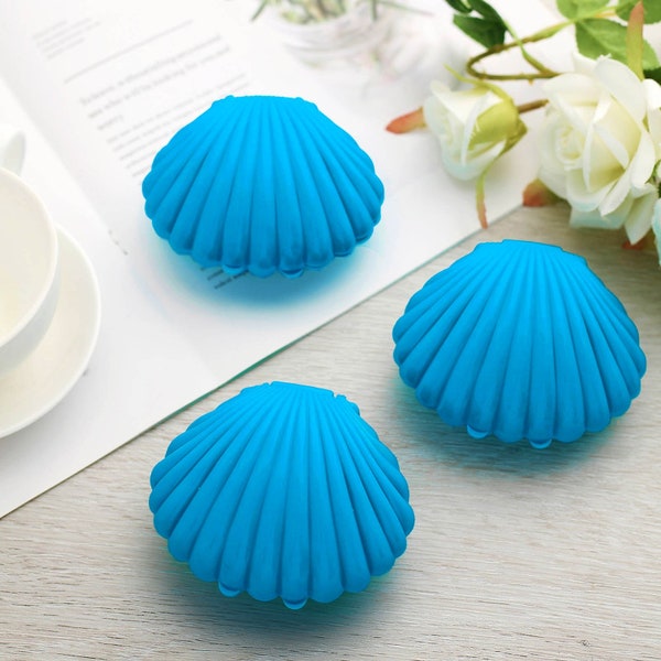 12 Pack | 3.5" Blue Seashell Favor Boxes, Beach Wedding & Baby Shower Favors, Under the Sea Theme Party, Beach Wedding Theme