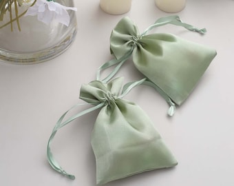 12 Pack | 4”x6” Sage Green Satin Favor Bags, Drawstring Pouch, Wedding Party Favors, Gift Bags, Jewelry Bags, Drawstring Bulk Favor Bags