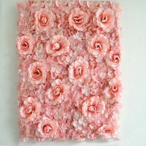 11 Sq Ft - 4 Panels Blush Silk Rose & Hydrangea Flower Wall Panel for Birthday Party ...