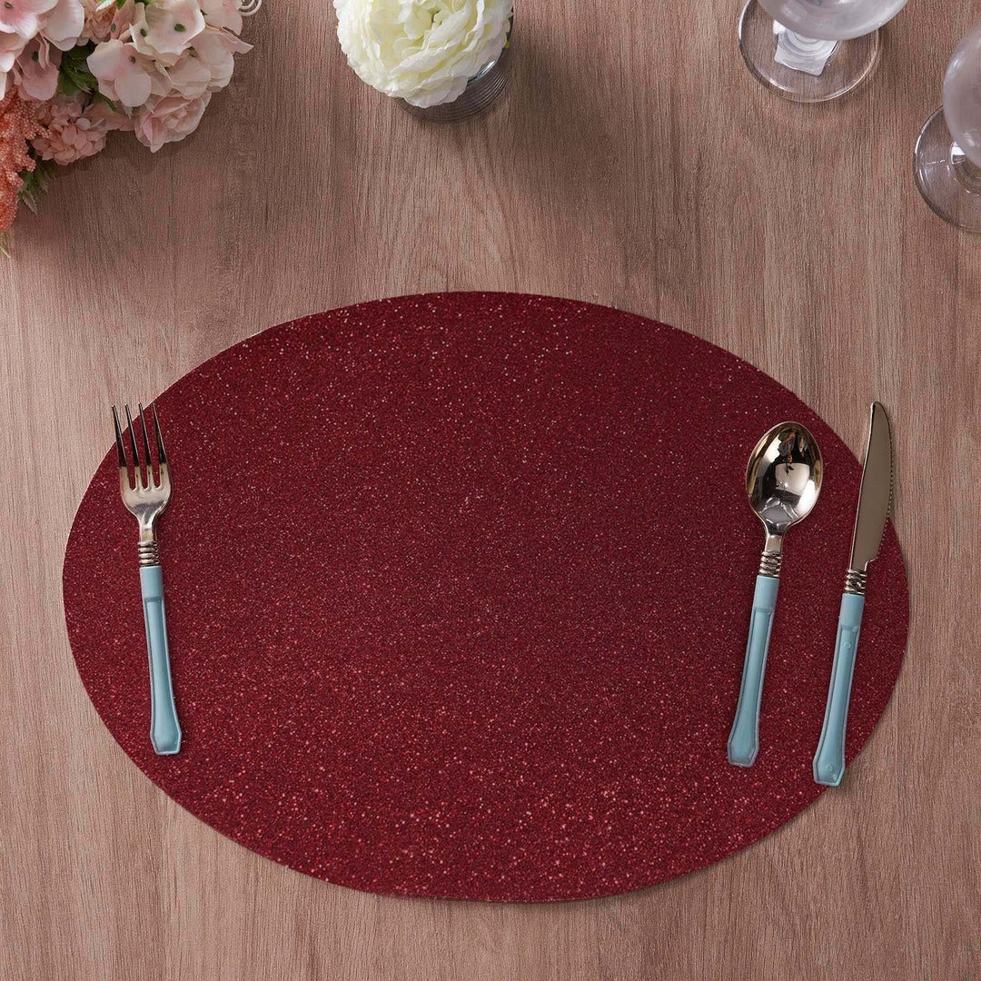 6 Pack Burgundy Sparkle Placemats Non Slip Decorative Table Placemat ...