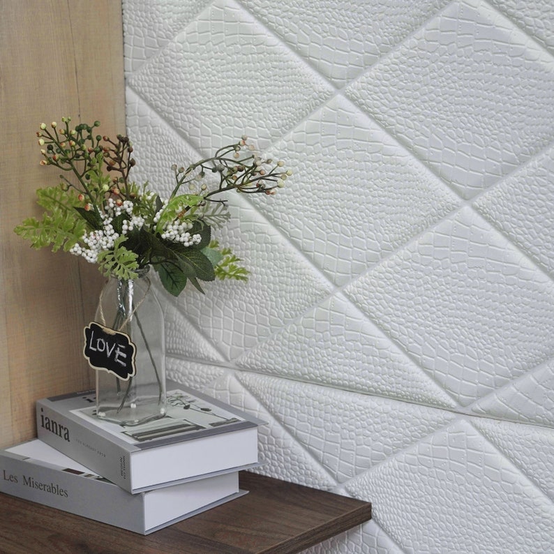 10 Pack | 40 Sq.Ft White 3D Brick Wallpaper, Self Adhesive Home Decor Waterproof Brick Wall Decals, Peel and Stick 3D Foam Brick Wall Tiles