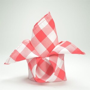 Buffalo Plaid Napkins | 5 Pack | 15x15inch | Red/White | Checkered Gingham Polyester Napkin, Linen Napkins