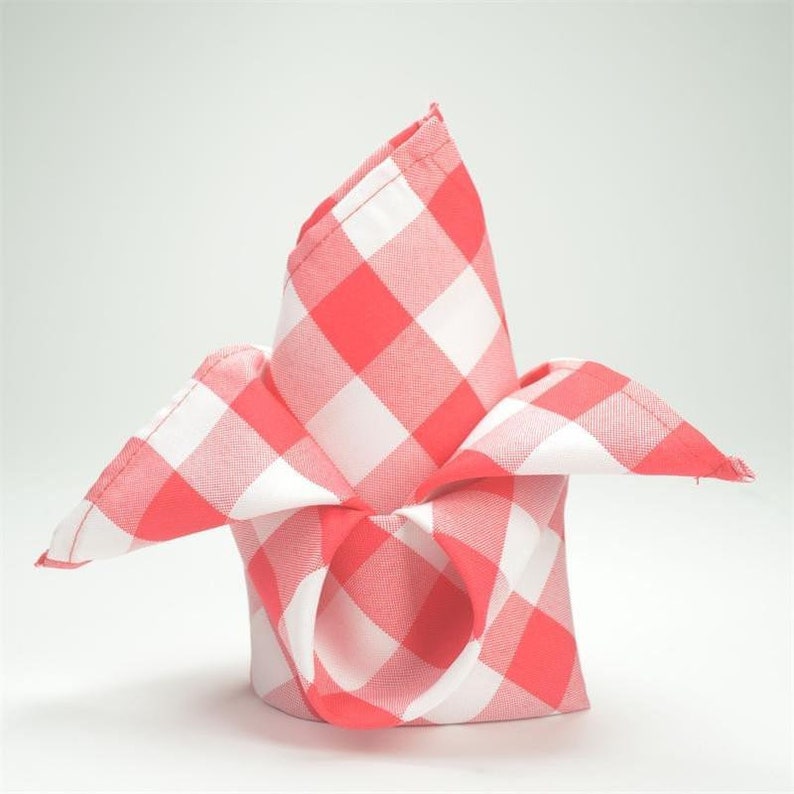 Buffalo Plaid Napkins | 5 Pack | 15x15inch | Red/White | Checkered Gingham Polyester Napkin, Linen Napkins