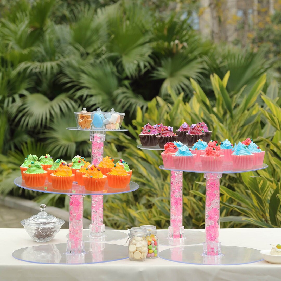 4 Tier XL Clear Cake Stand, Acrylic Glass Cake Stand Riser, Display