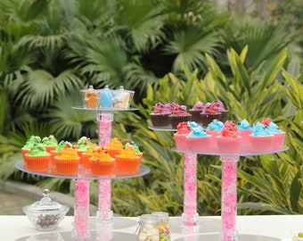 4 Tier XL Clear Cake Stand, Acrylic Glass Cake Stand Riser, Display Stand for Cakes, Food Display, Cupcake Holder, Wedding Sweet Stand