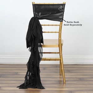 Set of 6 Strands - Black Chiffon Sash For Chair Decor, Wedding Chair Sash, Chiavari Chair Sashes