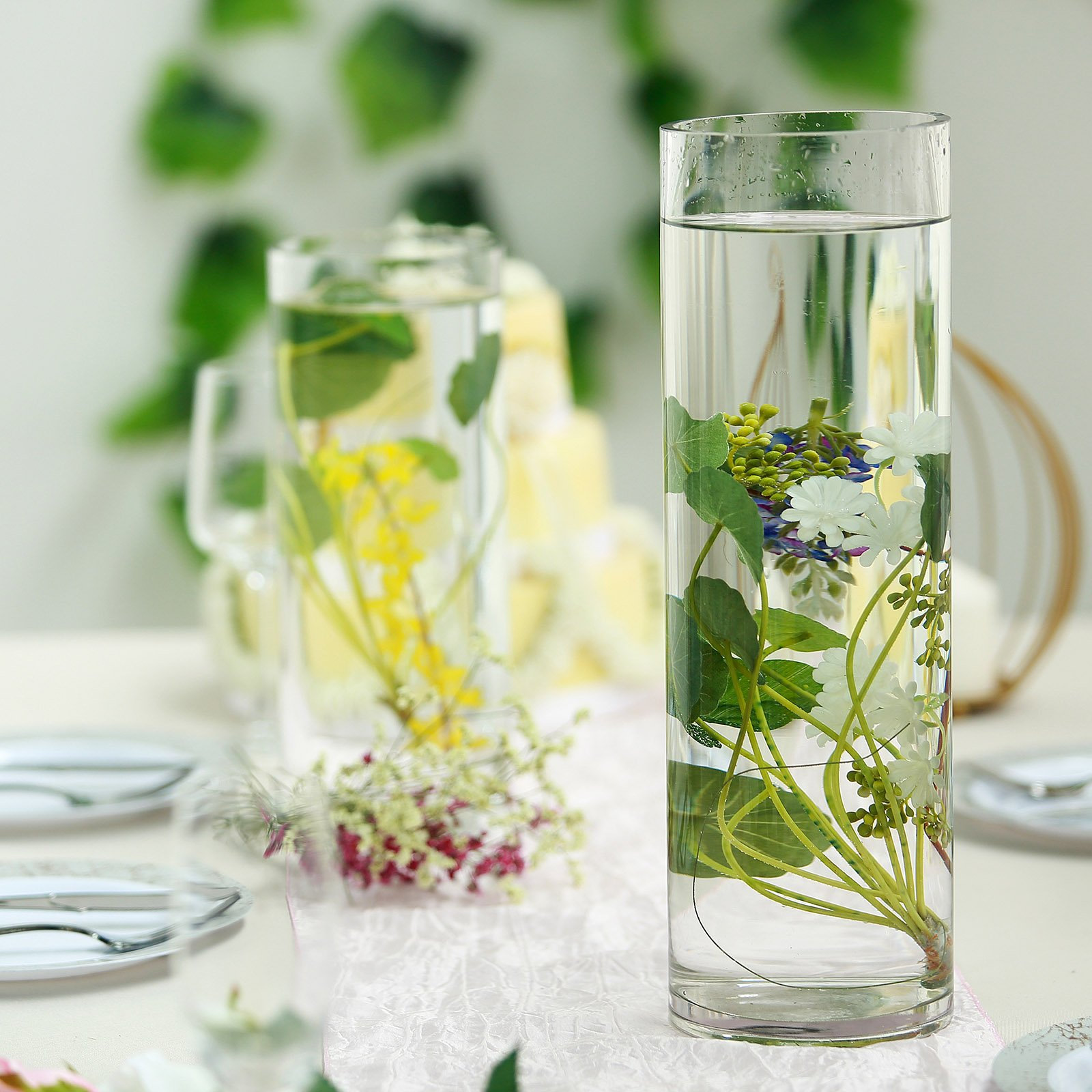 Set of 6 16" Clear Glass Vase