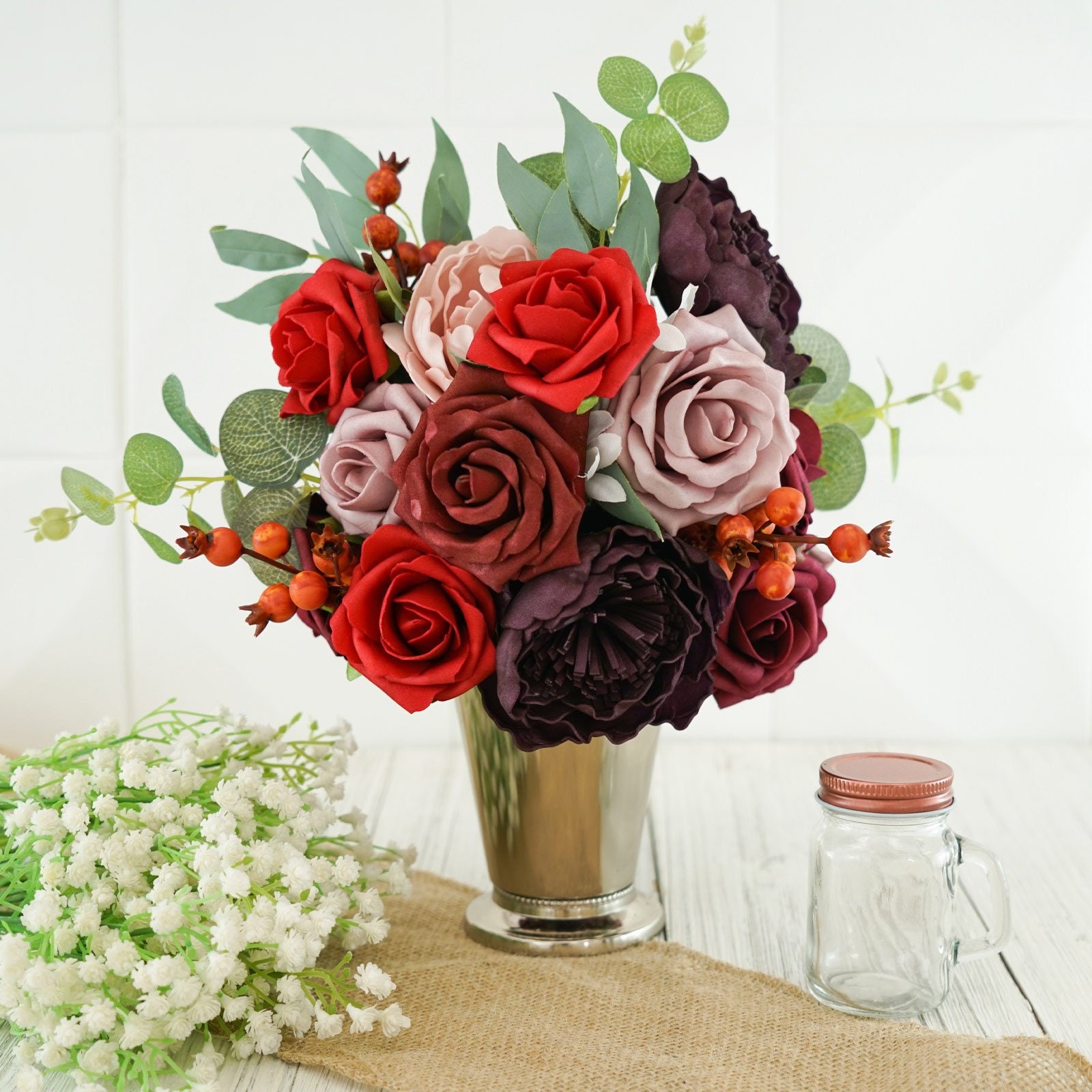 Foam Roses Peonies Mix Flower Box, DIY Artificial Flowers, Wedding Flowers,  Vase Flowers, DIY Craft, Wedding Bouquet Assorted Colors 