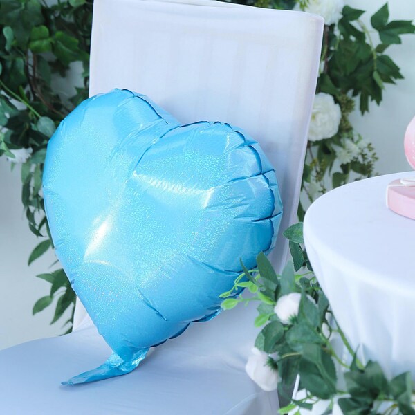 2 Pack | 15" | Blue | Aluminium Foil Air Helium Heart Mylar Balloons