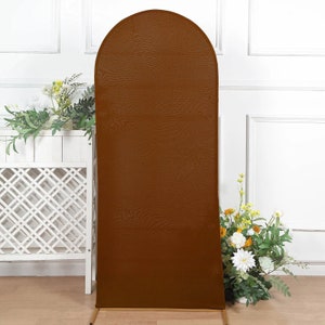 5ft | Matte Cinnamon Brown Spandex Fitted Wedding Arch Covers For Round Top Chiara Backdrop Stands, Photography Backdrop, Wedding Decor