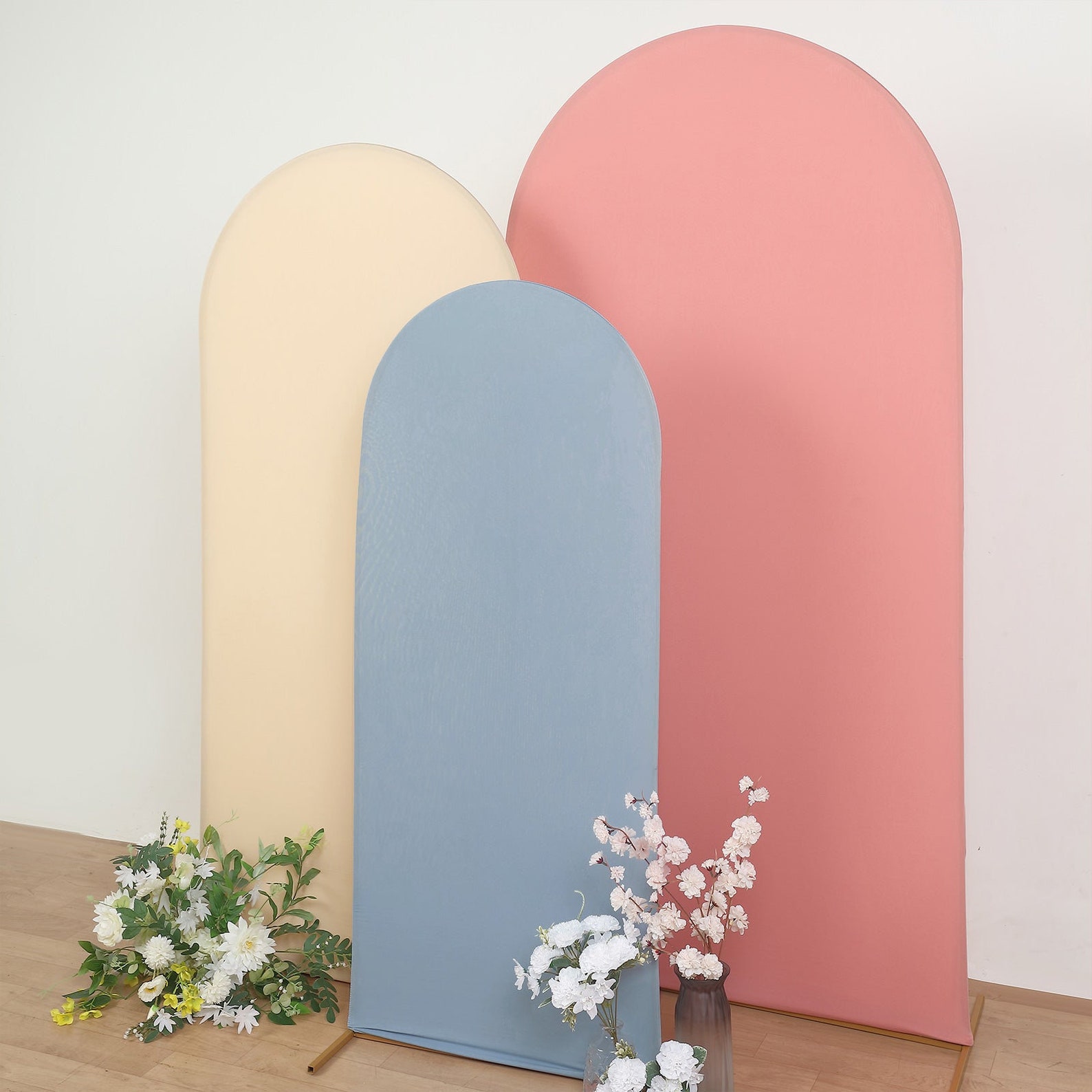 Decor R Covers 5ft | Matte Dusty Blue Spandex Fitted Wedding Arch Covers for Round Top ...
