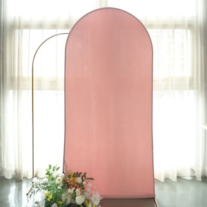 7ft | Matte Dusty Rose Spandex Fitted Wedding Arch Covers For Round Top Chiara Backdrop Stands, Photography Backdrop, Wedding Decor