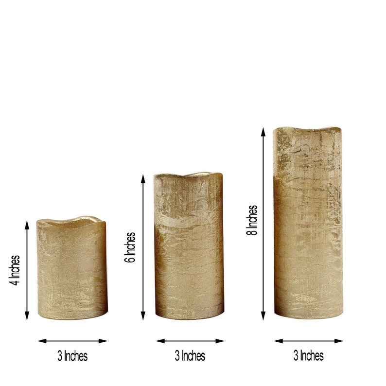 Metallic Gold Flameless Pillar Candles Candle Pillars With Etsy