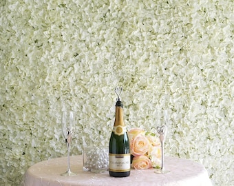 11 Sq ft - 4 Panels Cream Hydrangea Flower Wall Panel For Birthday Party, Wedding Photography Backdrop, Flower Panel, Wedding Decor