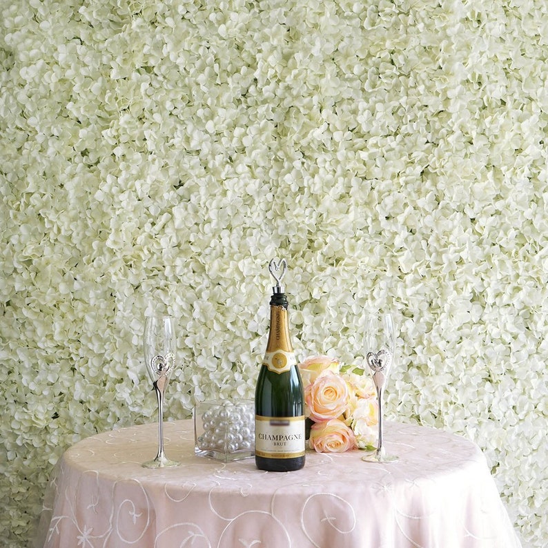 11 Sq ft - 4 Panels Cream Hydrangea Flower Wall Panel For Birthday Party, Wedding Photography Backdrop, Flower Panel, Wedding Decor