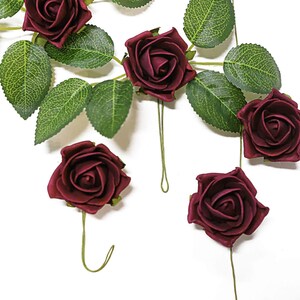 24 Roses | 2" Burgundy Artificial Foam Rose With Stem and Leaves, Rose ...