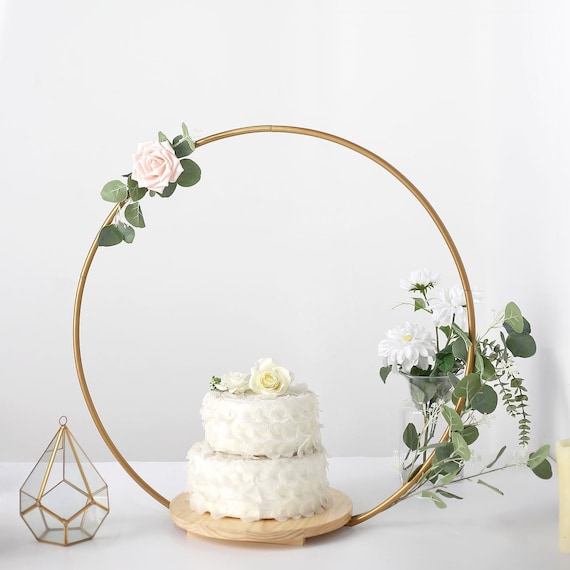 4ft Gold Metal Floral Hoop Frame Table Centerpiece, Round Arch Wedding Cake  Display Stand in 2023