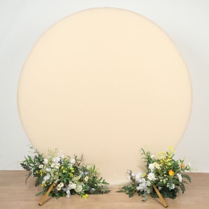 7.5ft Matte Beige Round Spandex Fit Wedding Round Backdrop Stand Cover, Wedding Arch Covers ...